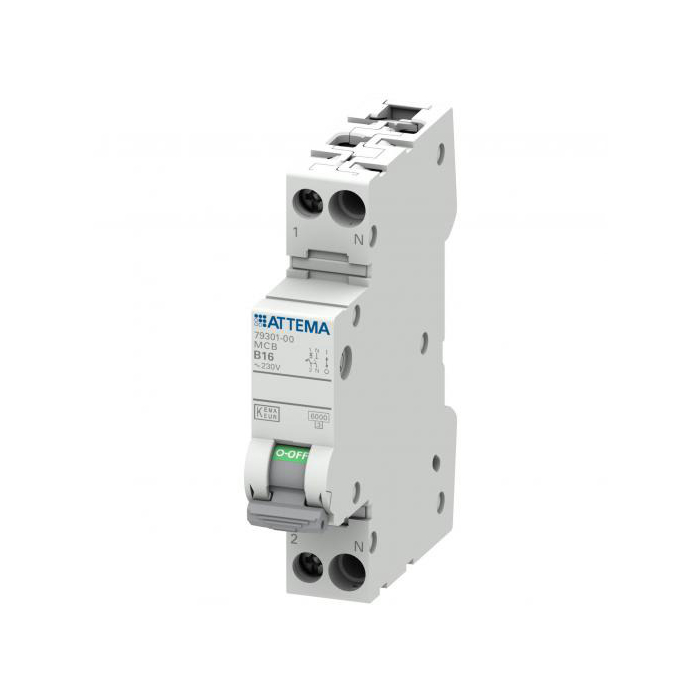 automaat 1P+N, 16A, B-Kar., 6kA ATTEMA AT90200 (1 module)