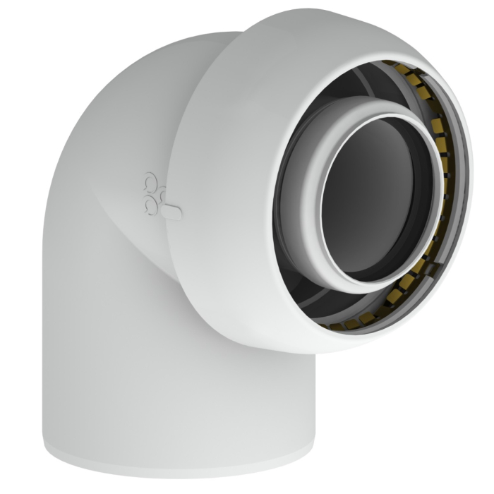 Burgerhout Easysafe PP bocht 90 graden concentrisch 60/100 mm 410470875