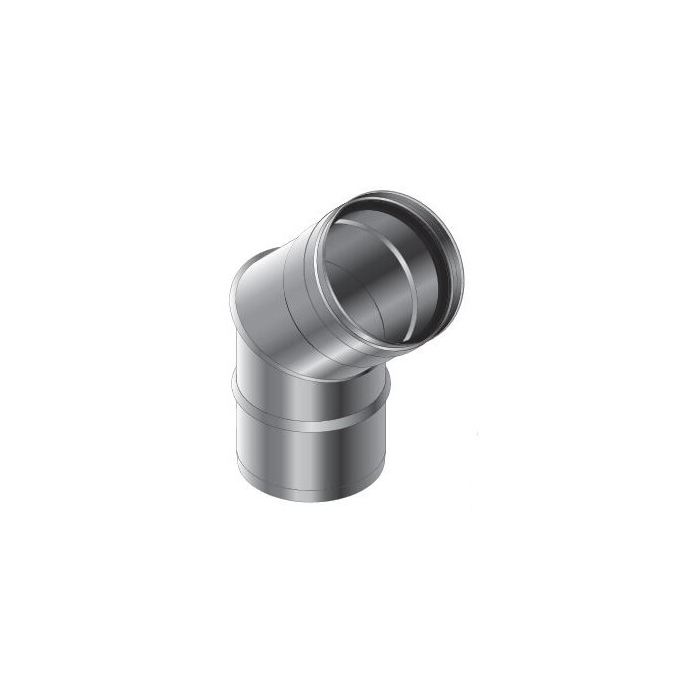Burgerhout RVS Rookgasbocht 43° 80mm mof x spie Burgerhout RVS Rookgasbocht 43° 80mm mof x spie