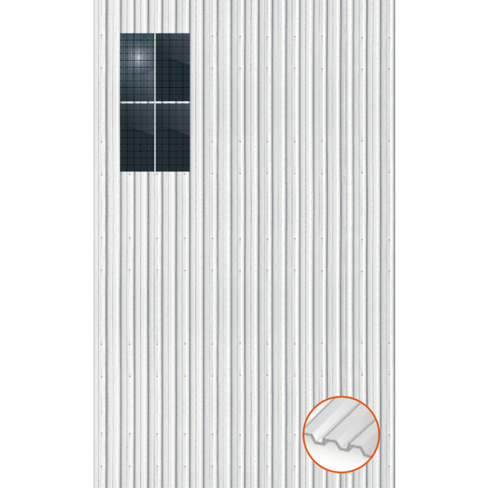 ClickFit EVO Staaldak trapezium-damwand met montageprofielen t.b.v. optimizers 2x2 Portrait 2 rijen van 2 panelen