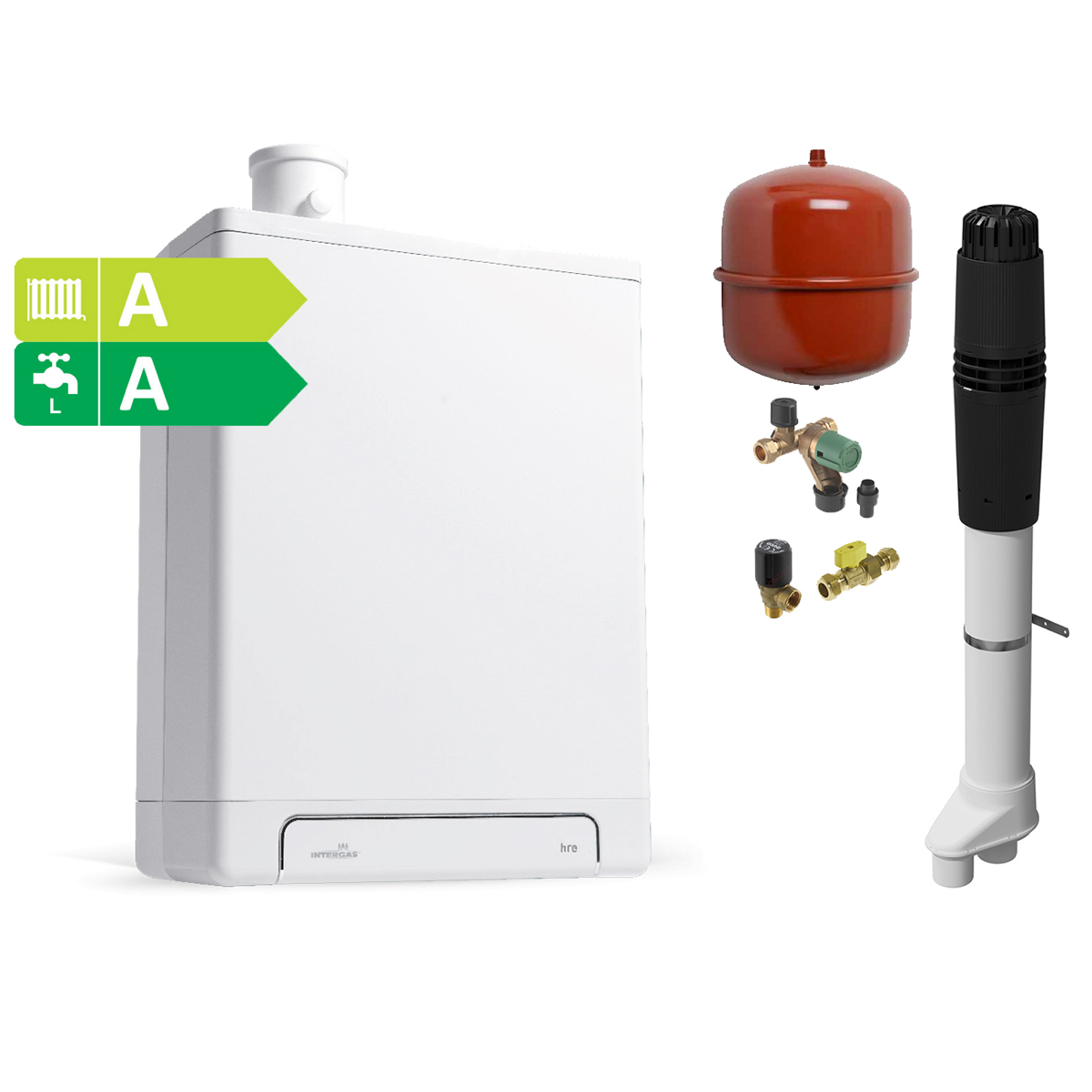 Combi-deal Intergas Kombi Kompakt HRE 28-24 CW4 + Renovatiepakket en  dakdoorvoer