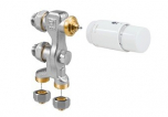 Jaga aansluitset recht 15x1mm buis (fe/ cu) met thermostaatknop wit (vloer)