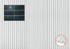 ClickFit EVO Staaldak golfplaat met montageprofielen 3x2 landscape. 3 rijen van 2 panelen