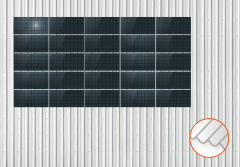ClickFit EVO Staaldak trapezium-damwand met montageprofielen 5x5 landscape. 5 rijen van 5 panelen