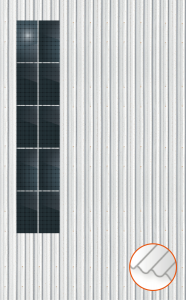 ClickFit EVO Staaldak trapezium-damwand met montageprofielen 5x2 portrait. 5 rijen van 2 panelen