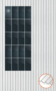 ClickFit EVO Staaldak trapezium-damwand met montageprofielen 5x4 portrait. 5 rijen van 4 panelen