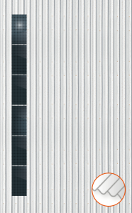 ClickFit EVO Staaldak trapezium-damwand met montageprofielen 6x1 portrait. 6 rijen van 1 paneel