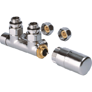 Jaga aansluitset Deco-Pro geborsteld RVS 15mm cv buis naar de wand met thermostaatknop (muur)