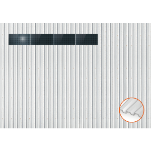 ClickFit EVO Staaldak trapezium-damwand met montageprofielen t.b.v. optimizers 1x4 landscape 1 rij van 4 panelen