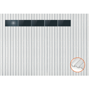 ClickFit EVO Staaldak trapezium-damwand met montageprofielen t.b.v. optimizers 1x5 landscape 1 rij van 5 panelen