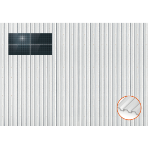 ClickFit EVO Staaldak trapezium-damwand met montageprofielen t.b.v. optimizers 2x2 landscape 2 rijen van 2 panelen