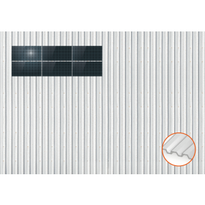 ClickFit EVO Staaldak trapezium-damwand met montageprofielen t.b.v. optimizers 2x3 landscape 2 rijen van 3 panelen