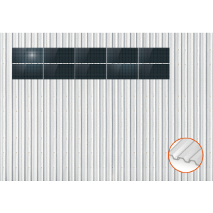 ClickFit EVO Staaldak trapezium-damwand met montageprofielen t.b.v. optimizers 2x5 landscape 2 rijen van 5 panelen