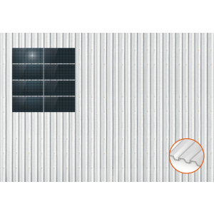 ClickFit EVO Staaldak golfplaat met montageprofielen 4x2 landscape. 4 rijen van 2 panelen