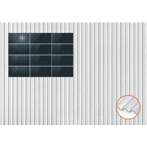 ClickFit EVO Staaldak trapezium-damwand met montageprofielen t.b.v. optimizers 4x3 landscape 4 rijen van 3 panelen