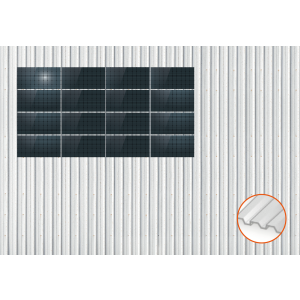 ClickFit EVO Staaldak trapezium-damwand met montageprofielen t.b.v. optimizers 4x4 landscape 4 rijen van 4 panelen