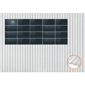 ClickFit EVO Staaldak golfplaat met montageprofielen 4x5 landscape. 4 rijen van 5 panelen