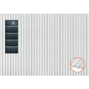 ClickFit EVO Staaldak golfplaat met montageprofielen 5x1 landscape. 5 rijen van 1 paneel