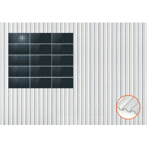 ClickFit EVO Staaldak trapezium-damwand met montageprofielen t.b.v. optimizers 5x3 landscape 5 rijen van 3 panelen