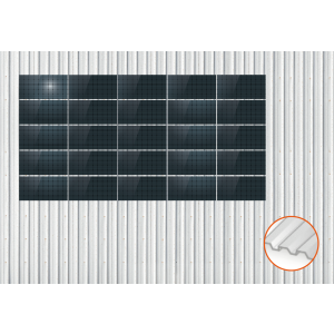 ClickFit EVO Staaldak trapezium-damwand met montageprofielen t.b.v. optimizers 5x5 landscape 5 rijen van 5 panelen