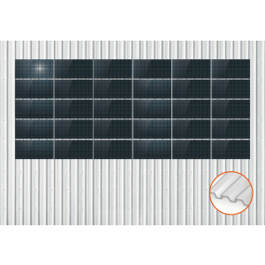 ClickFit EVO Staaldak trapezium-damwand met montageprofielen t.b.v. optimizers 5x6 landscape 5 rijen van 6 panelen