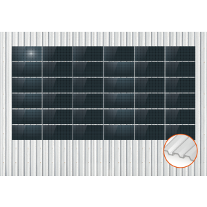 ClickFit EVO Staaldak trapezium-damwand met montageprofielen t.b.v. optimizers 6x6 landscape 6 rijen van 6 panelen