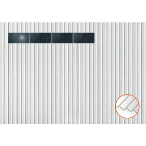 ClickFit EVO Staaldak trapezium-damwand met montageprofielen 1x4 landscape. 1 rij van 4 panelen