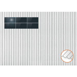 ClickFit EVO Staaldak trapezium-damwand met montageprofielen 2x3 landscape. 2 rijen van 3 panelen