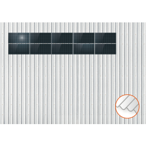 ClickFit EVO Staaldak trapezium-damwand met montageprofielen 2x5 landscape. 2 rijen van 5 panelen