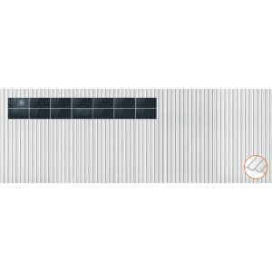 ClickFit EVO Staaldak trapezium-damwand met montageprofielen 2x7 landscape. 2 rijen van 7 panelen