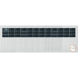 ClickFit EVO Staaldak trapezium-damwand met montageprofielen 3x12 landscape. 3 rijen van 12 panelen