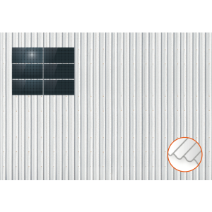 ClickFit EVO Staaldak trapezium-damwand met montageprofielen 3x2 landscape. 3 rijen van 2 panelen