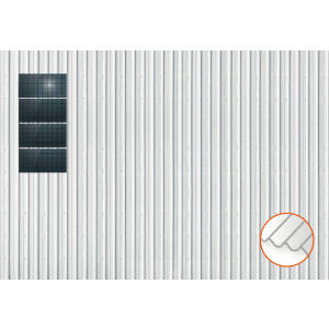 ClickFit EVO Staaldak trapezium-damwand met montageprofielen 4x1 landscape. 4 rijen van 1 paneel
