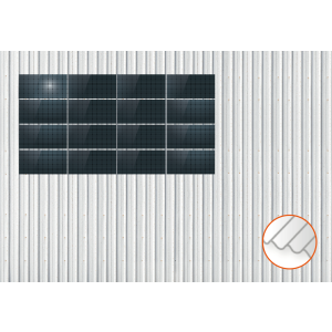 ClickFit&#x20;EVO&#x20;Staaldak&#x20;trapezium-damwand&#x20;met&#x20;montageprofielen&#x20;4x4&#x20;landscape.&#x20;4&#x20;rijen&#x20;van&#x20;4&#x20;panelen