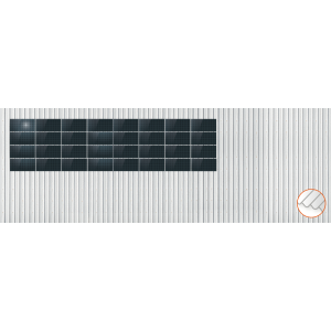 ClickFit EVO Staaldak trapezium-damwand met montageprofielen 4x8 landscape. 4 rijen van 8 panelen