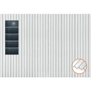 ClickFit EVO Staaldak trapezium-damwand met montageprofielen 5x1 landscape. 5 rijen van 1 paneel