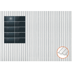 ClickFit EVO Staaldak trapezium-damwand met montageprofielen 5x2 landscape. 5 rijen van 2 panelen