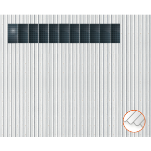 ClickFit EVO Staaldak trapezium-damwand met montageprofielen 1x11 portrait. 1 rij van 11 panelen