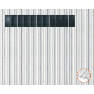ClickFit EVO Staaldak trapezium-damwand met montageprofielen t.b.v. optimizers 1x11 Portrait 1 rij van 11 panelen