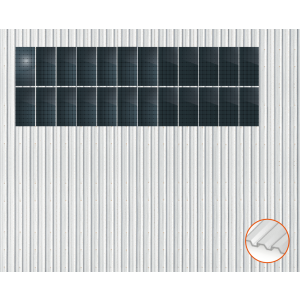 ClickFit EVO Staaldak trapezium-damwand met montageprofielen t.b.v. optimizers 2x12 Portrait 2 rijen van 12 panelen