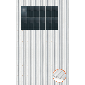 ClickFit EVO Staaldak trapezium-damwand met montageprofielen t.b.v. optimizers 2x6 Portrait 2 rijen van 6 panelen