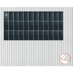 ClickFit EVO Staaldak trapezium-damwand met montageprofielen 3x12 portrait. 3 rijen van 12 panelen