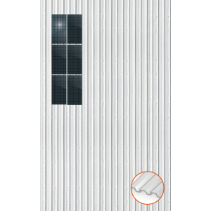 ClickFit EVO Staaldak trapezium-damwand met montageprofielen t.b.v. optimizers 3x2 Portrait 3 rijen van 2 panelen
