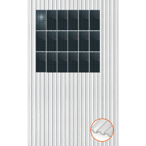 ClickFit EVO Staaldak trapezium-damwand met montageprofielen t.b.v. optimizers 3x6 Portrait 3 rijen van 6 panelen