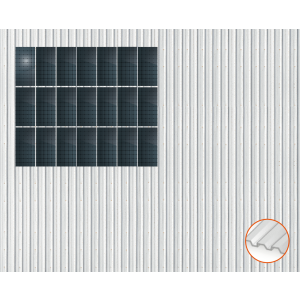 ClickFit EVO Staaldak trapezium-damwand met montageprofielen t.b.v. optimizers 2x11 Portrait 2 rijen van 11 panelen