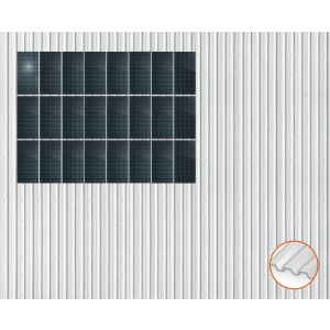 ClickFit EVO Staaldak trapezium-damwand met montageprofielen t.b.v. optimizers 3x8 Portrait 3 rijen van 8 panelen