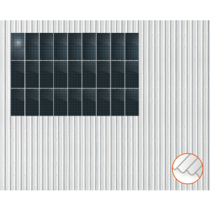 ClickFit EVO Staaldak trapezium-damwand met montageprofielen 3x9 portrait. 3 rijen van 9 panelen