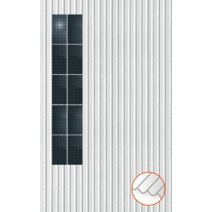 ClickFit EVO Staaldak trapezium-damwand met montageprofielen 5x2 portrait. 5 rijen van 2 panelen