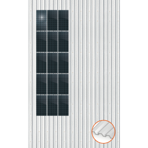 ClickFit EVO Staaldak trapezium-damwand met montageprofielen t.b.v. optimizers 5x3 Portrait 5 rijen van 3 panelen