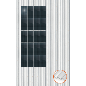 ClickFit EVO Staaldak trapezium-damwand met montageprofielen t.b.v. optimizers 5x4 Portrait 5 rijen van 4 panelen